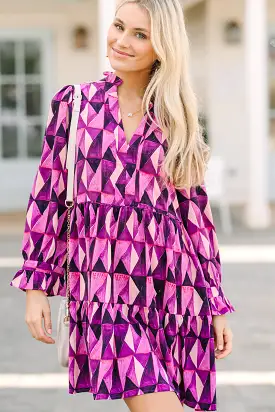 Can't Go Back Magenta Purple Abstract Dress