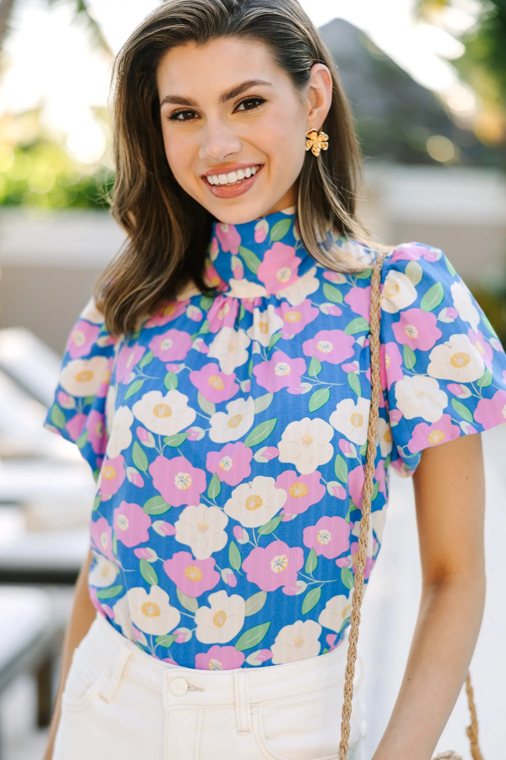 Can't Let You Go Light Blue Floral Blouse