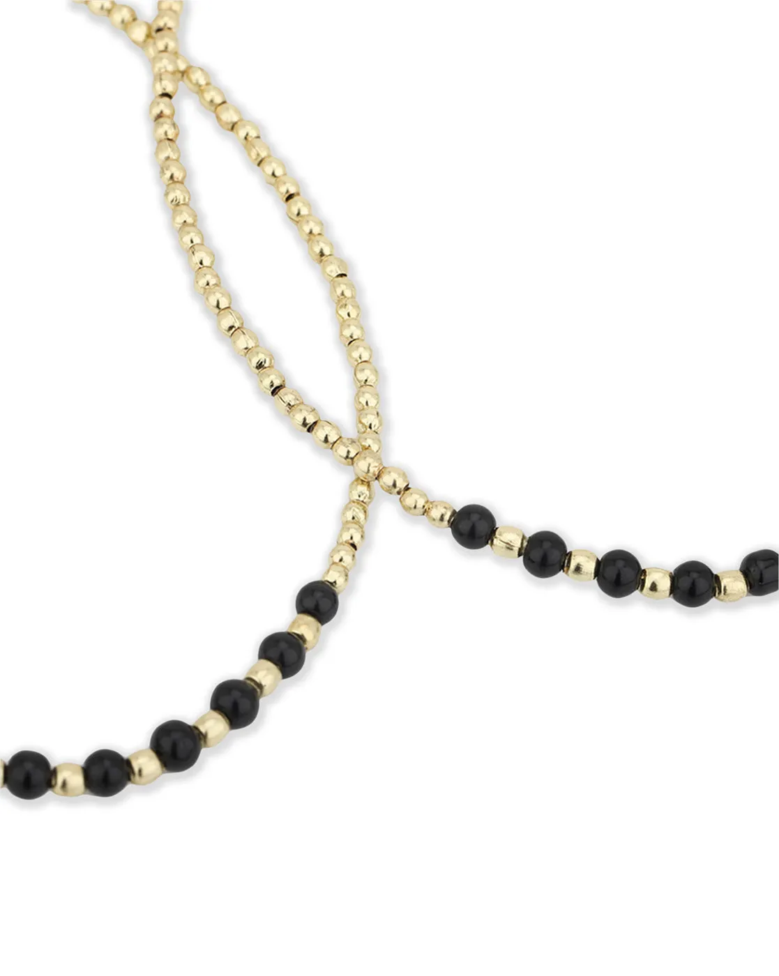 Carlton London-Set Of 2 Gold-Toned  Black Beaded Anklets For Women