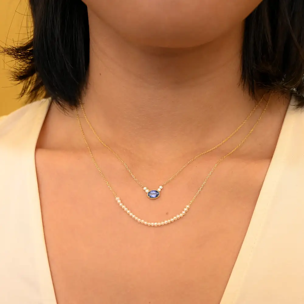 Ceylon Sapphire Diamond Dew Necklace