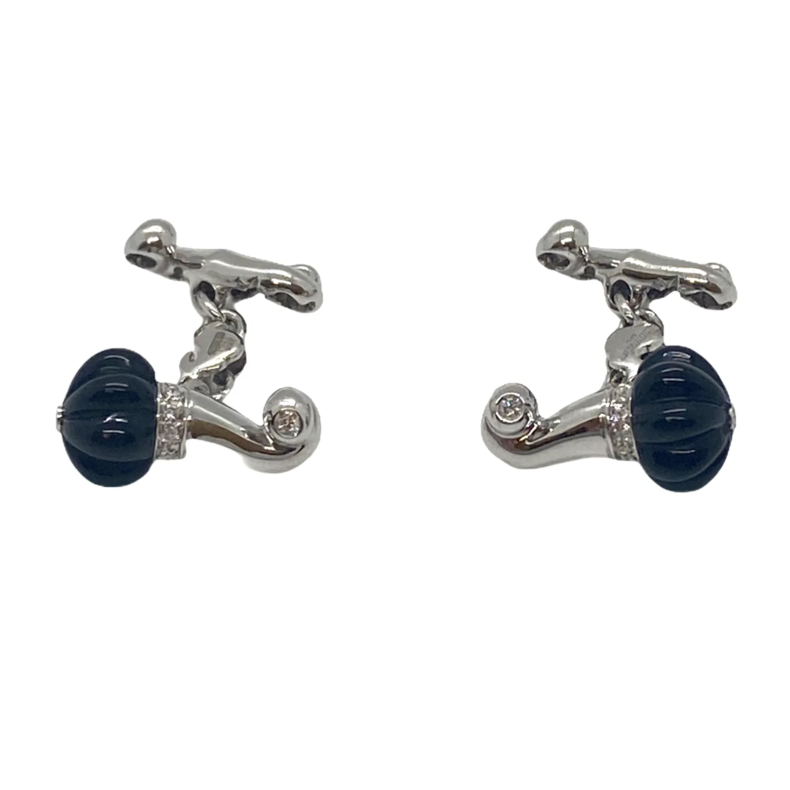 Chantecler Carved Onyx Diamond Gold Cufflinks