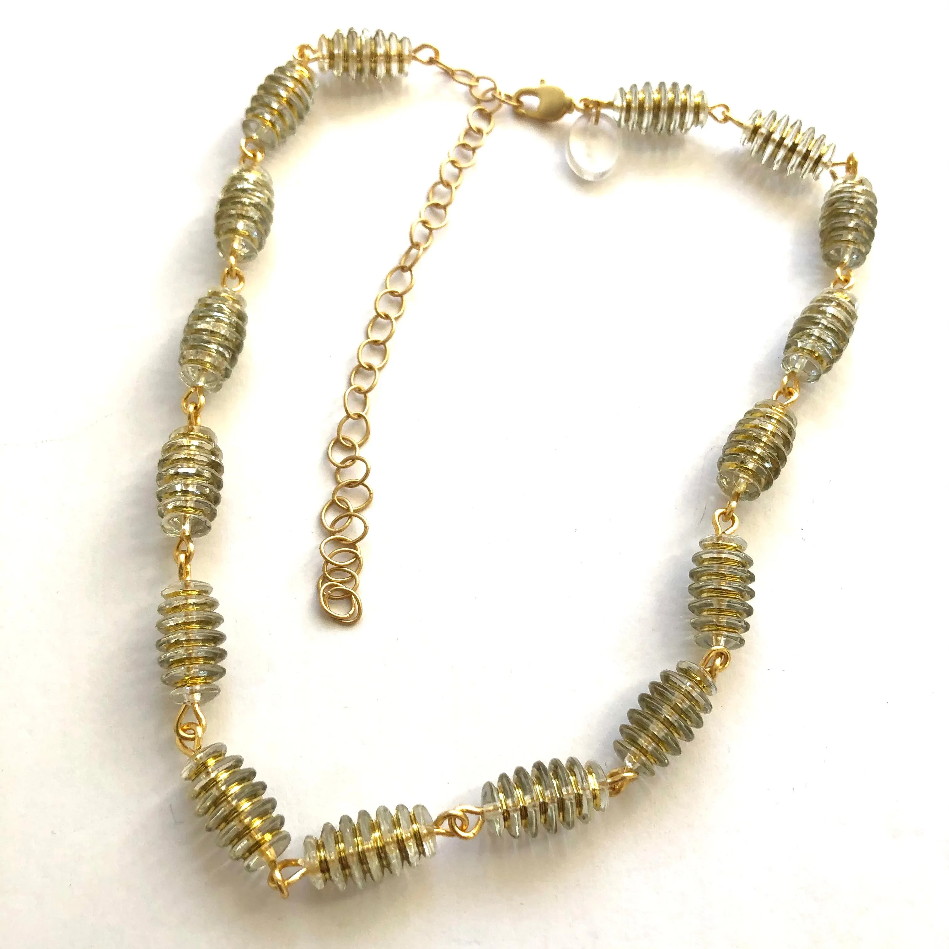 Clear & Gold Spring Beaded Amelia Necklace