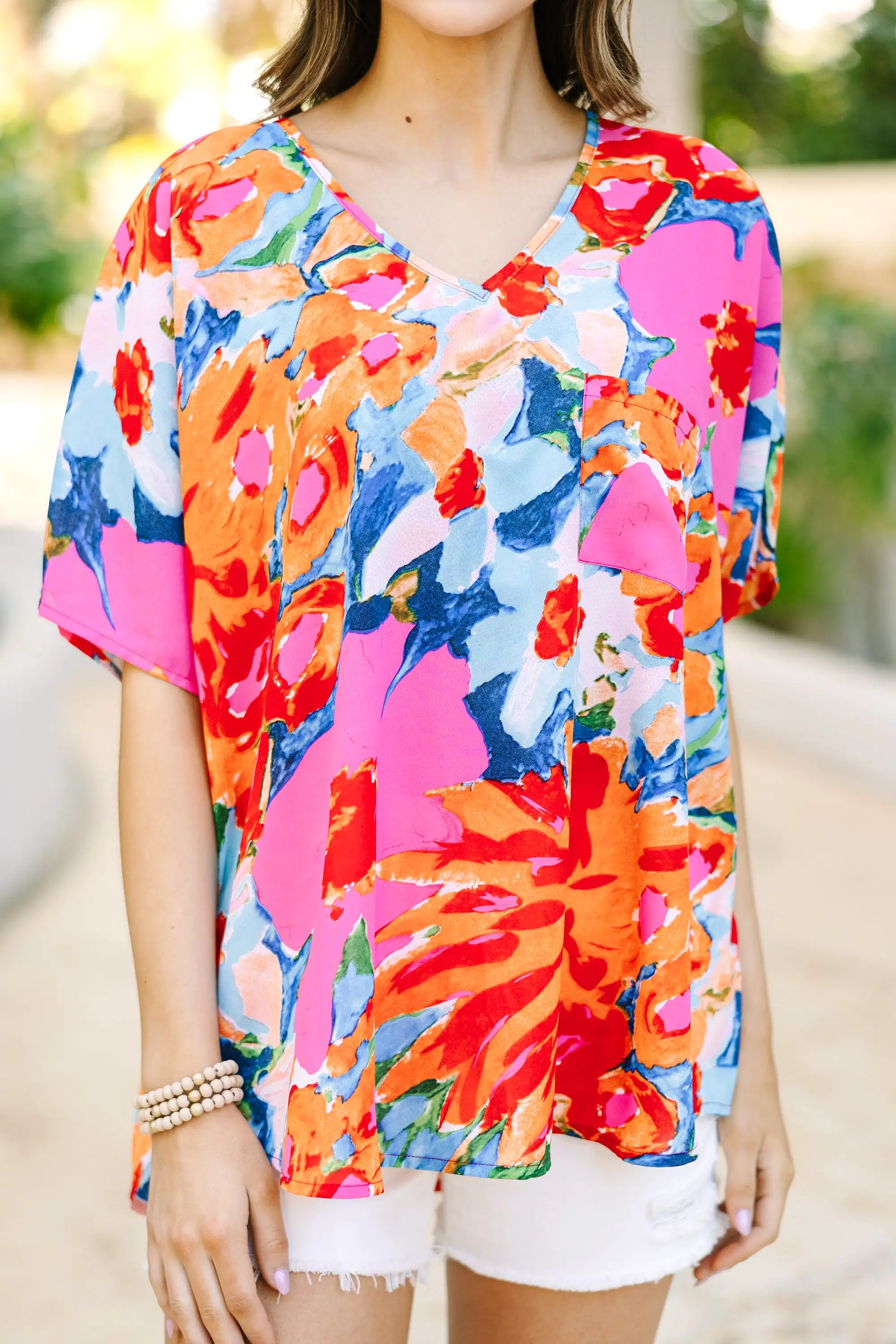 Couldn't Be Better Coral Orange Floral Top