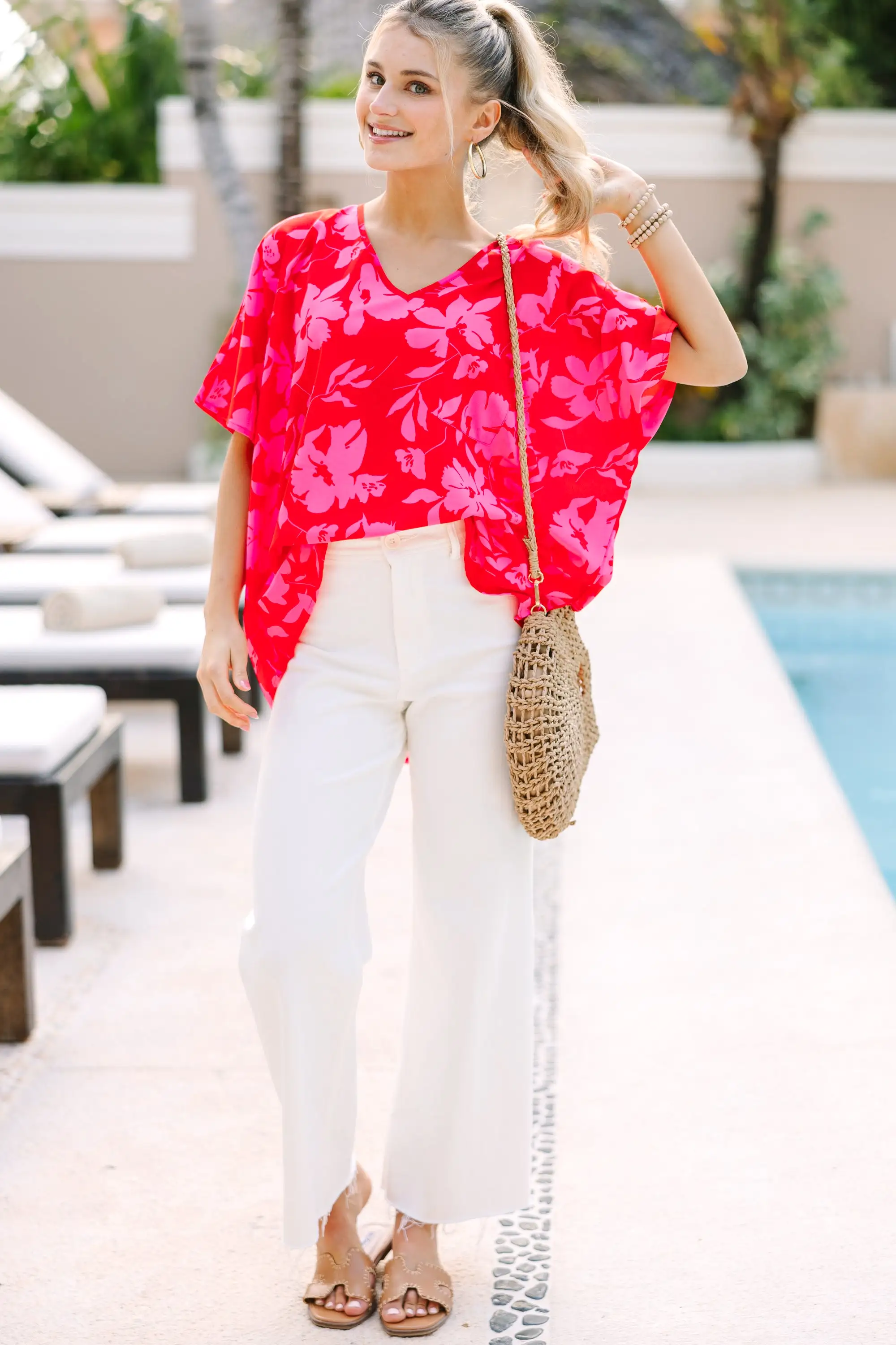 Couldn't Be Better Red Floral Top