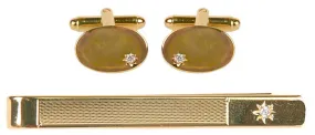 Cubic Zirconia Star set cufflinks and tie slide set in presentation box 5600