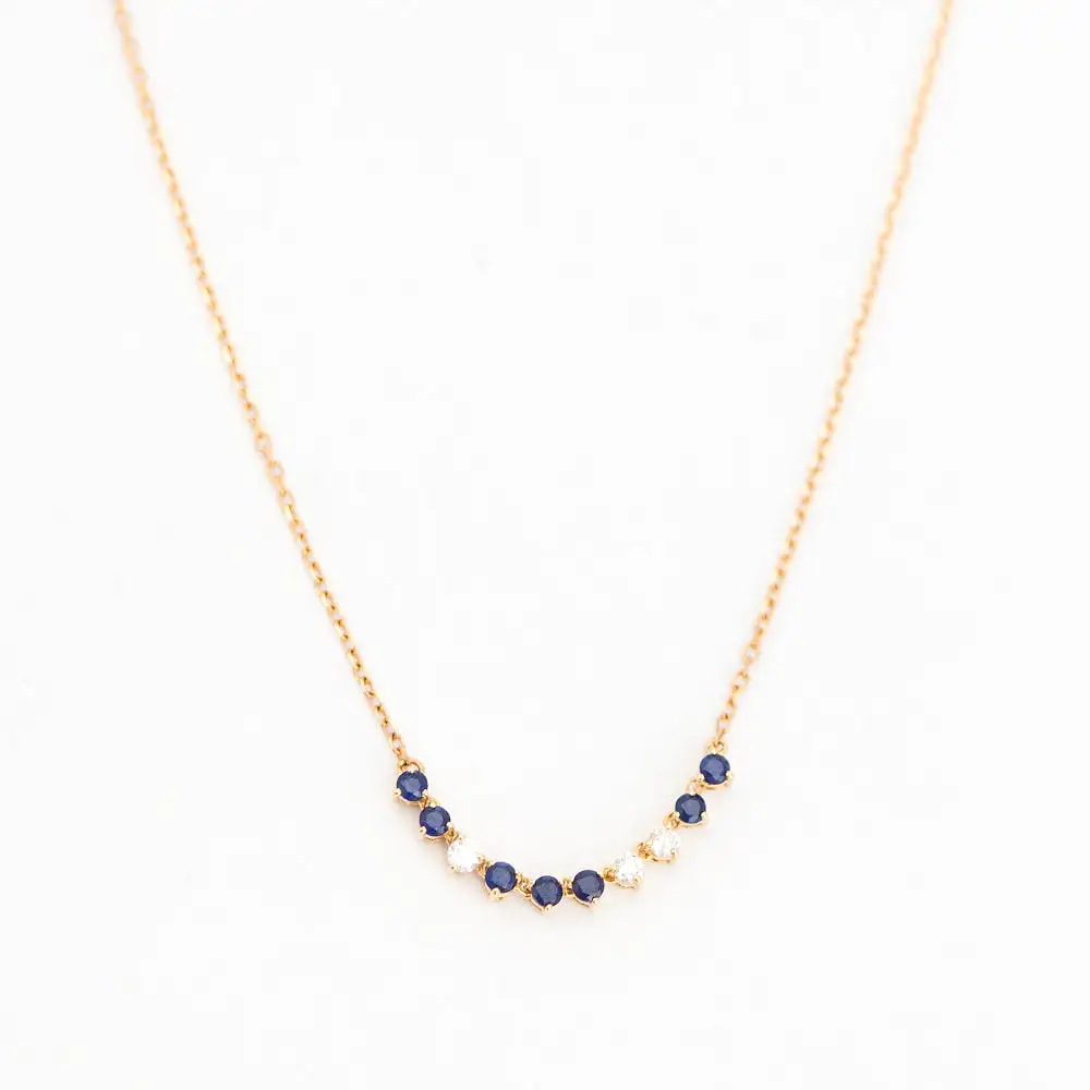 Diana Diamond and Sapphire Rounds Chain Necklace