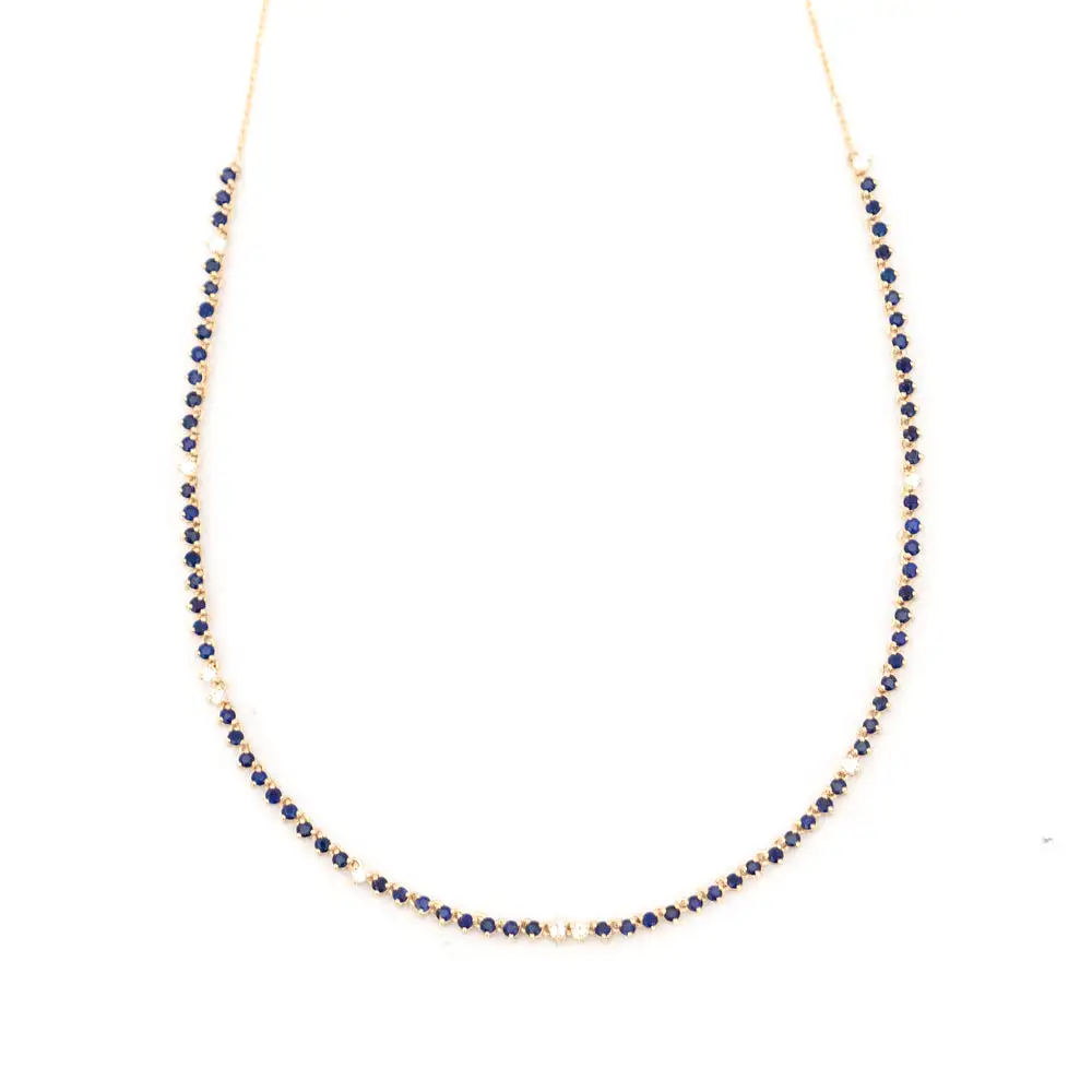 Diana Sapphire and Diamond Round Half Riviera Necklace