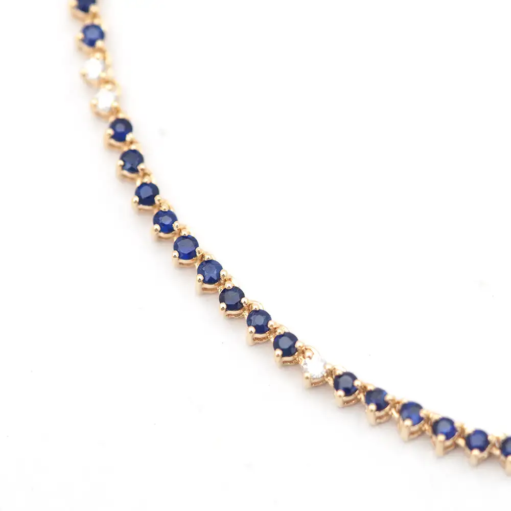 Diana Sapphire and Diamond Round Half Riviera Necklace