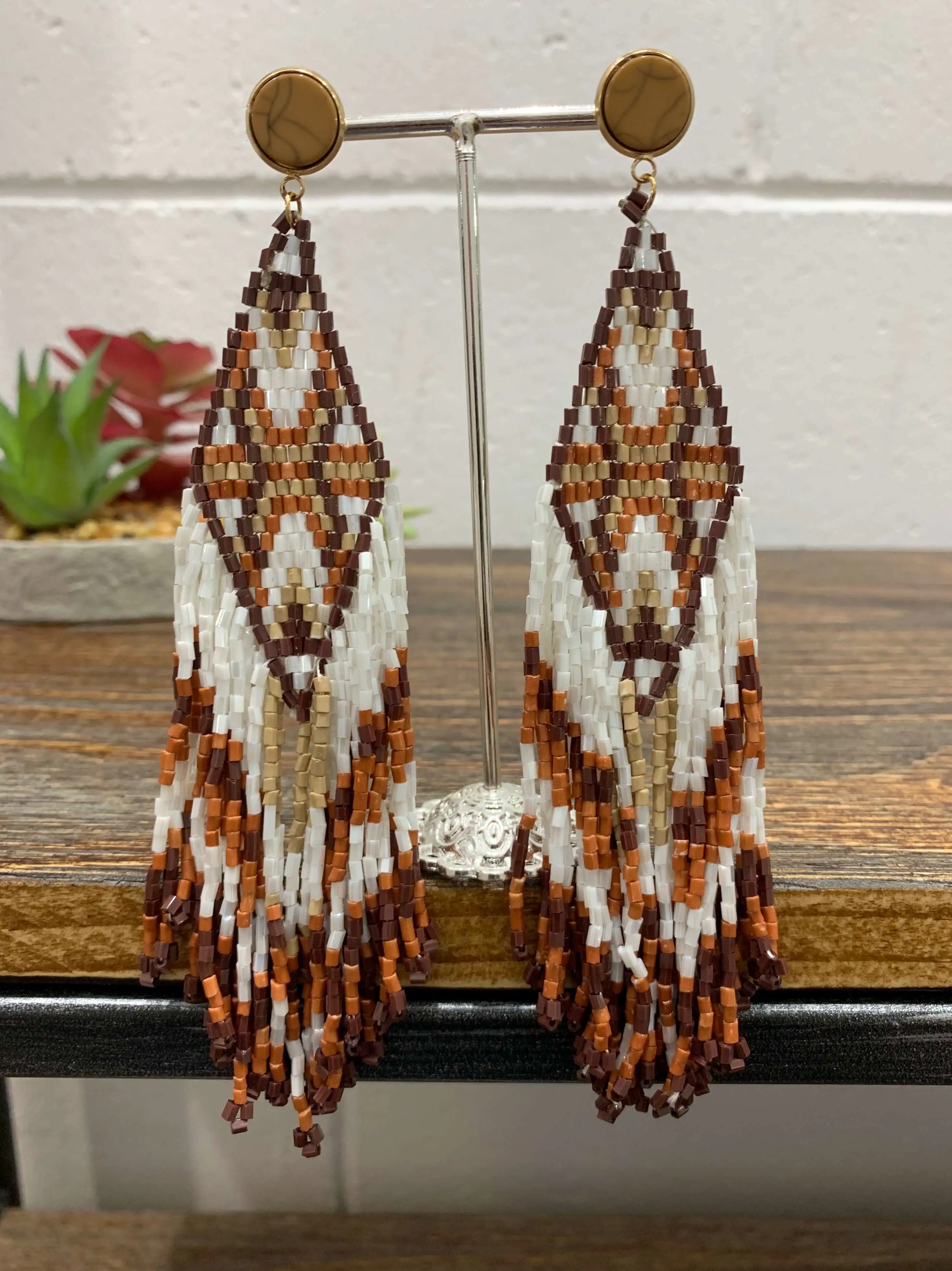 DKC Antique Bronze Plated Beaded Tassel Earrings