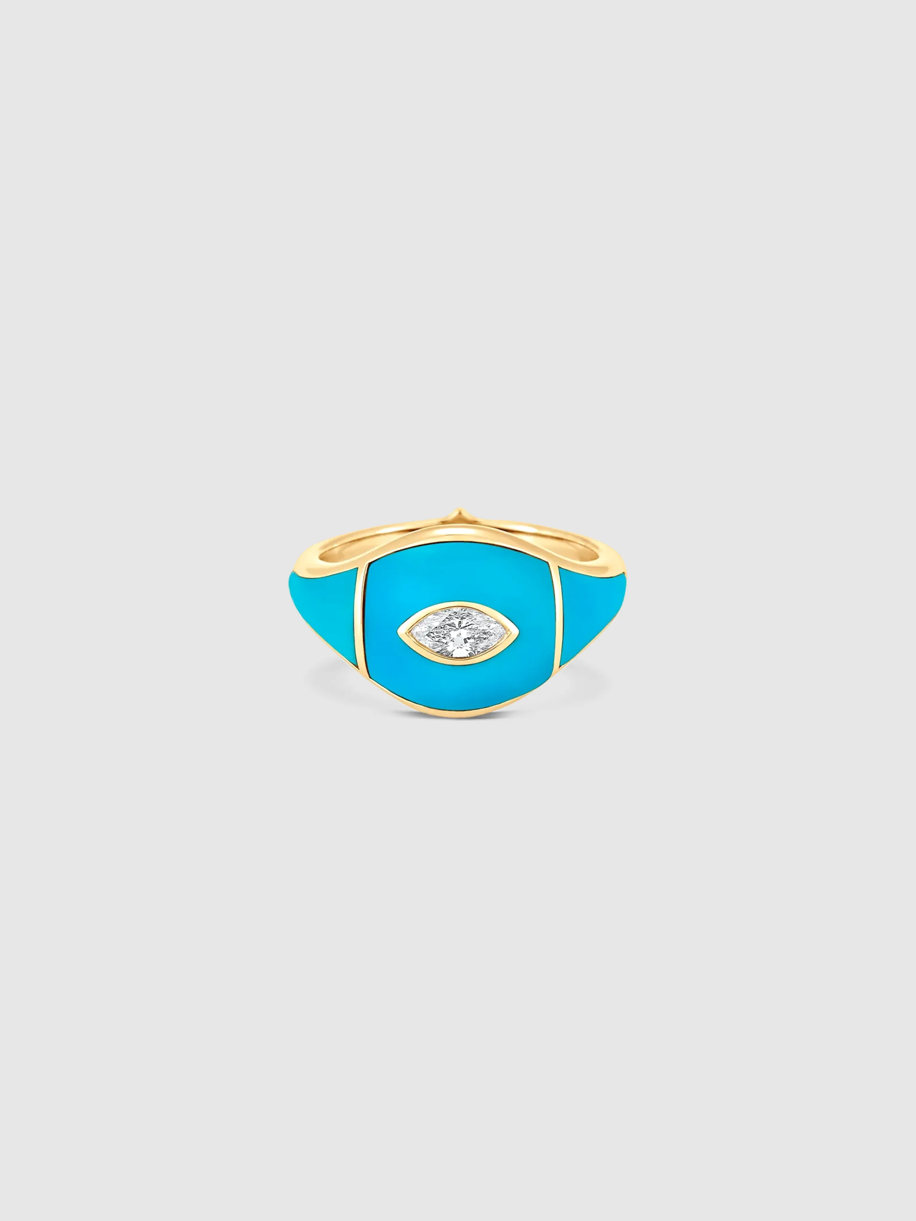 Donna Yellow Gold Turquoise and White Diamond Rosecut Ring