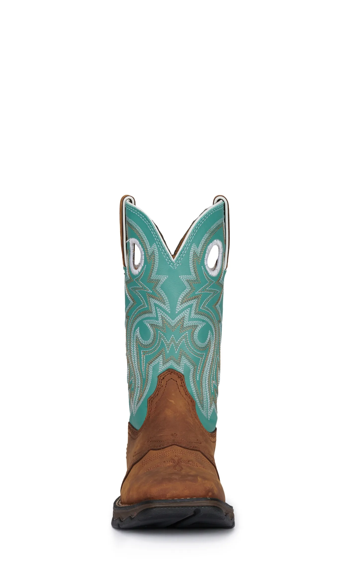 Durango Women's Rebel Dark Brown and Powder Blue Wide Square Toe Cowboy Boots