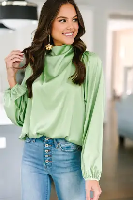 Embrace The Joy Melon Green Satin Blouse