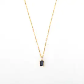 Emerald Cut Blue Sapphire Wisp Necklace