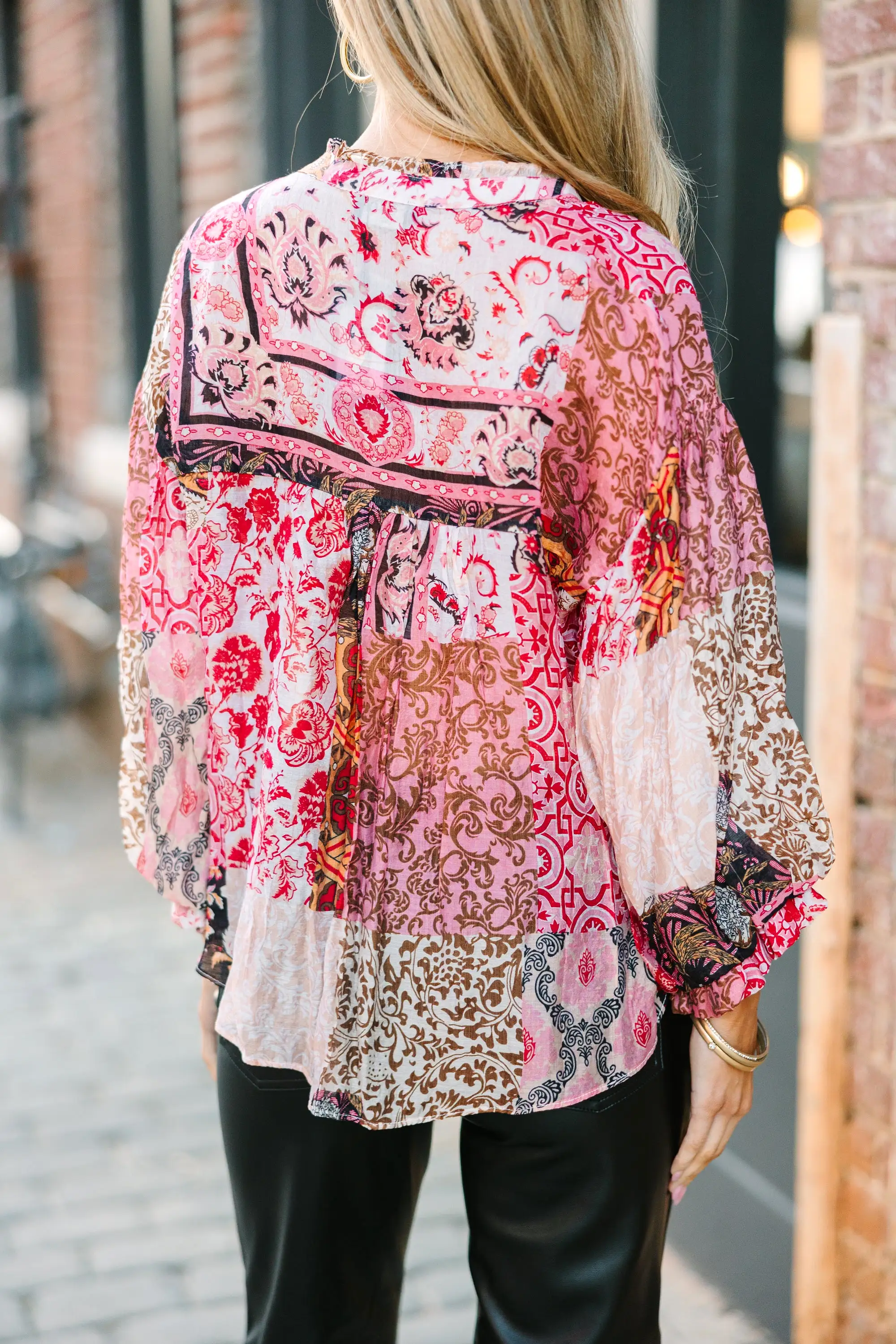 Fate: Soul Searching Pink Mixed Print Blouse