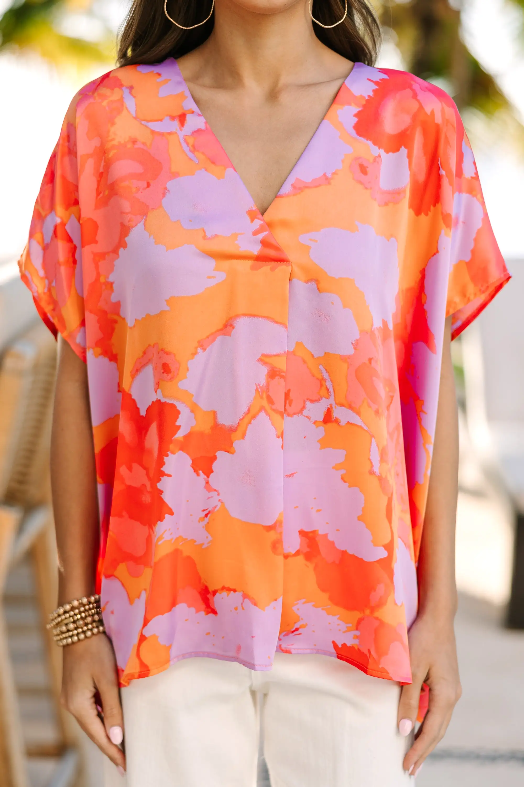 Feeling Bold Orange Abstract Blouse