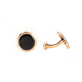 Ferre Milano Cufflinks Two Tone Ip Rose Gold With Black Face