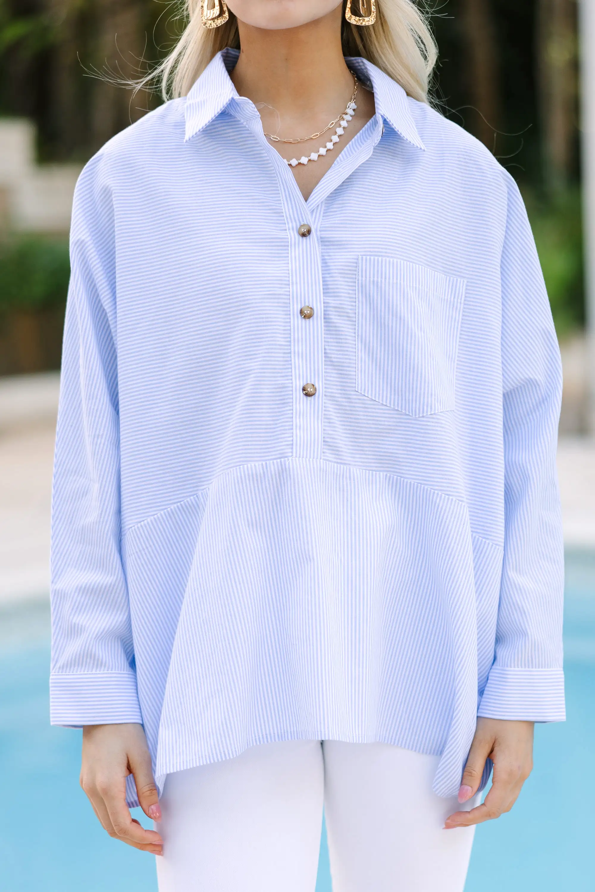 Find Yourself Blue Striped Blouse