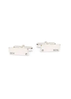 For You Collection Personalised Rectangular Cubic Zirconia Cufflinks | Grattan