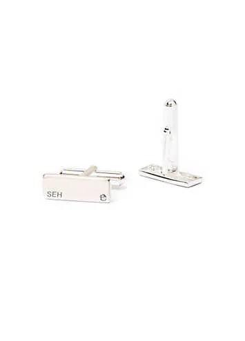 For You Collection Personalised Rectangular Cubic Zirconia Cufflinks | Grattan