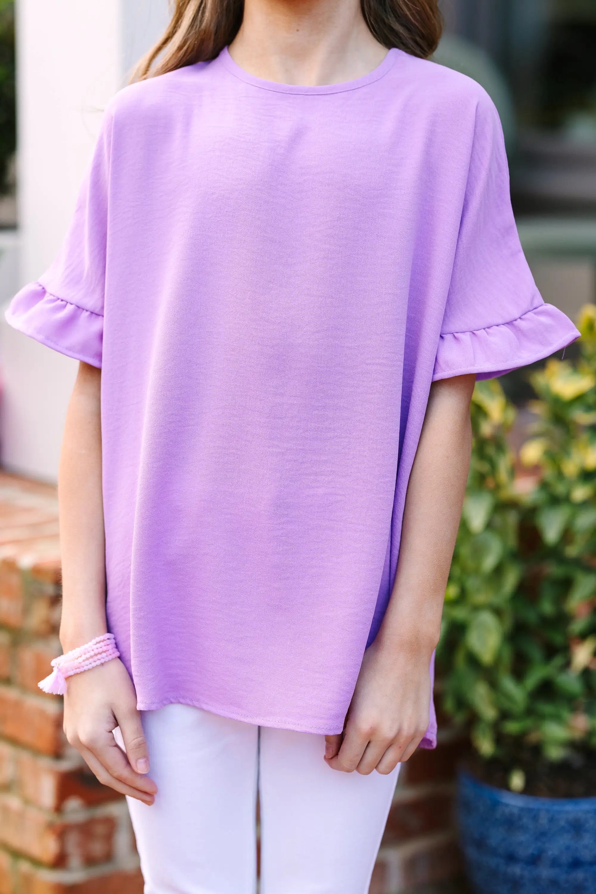 Girls: All I Ask Lavender Purple Ruffled Top