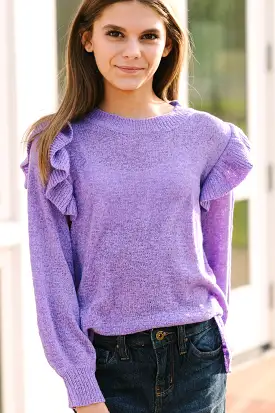 Girls: Give Me A Call Lavender Purple Ruffled Blouse