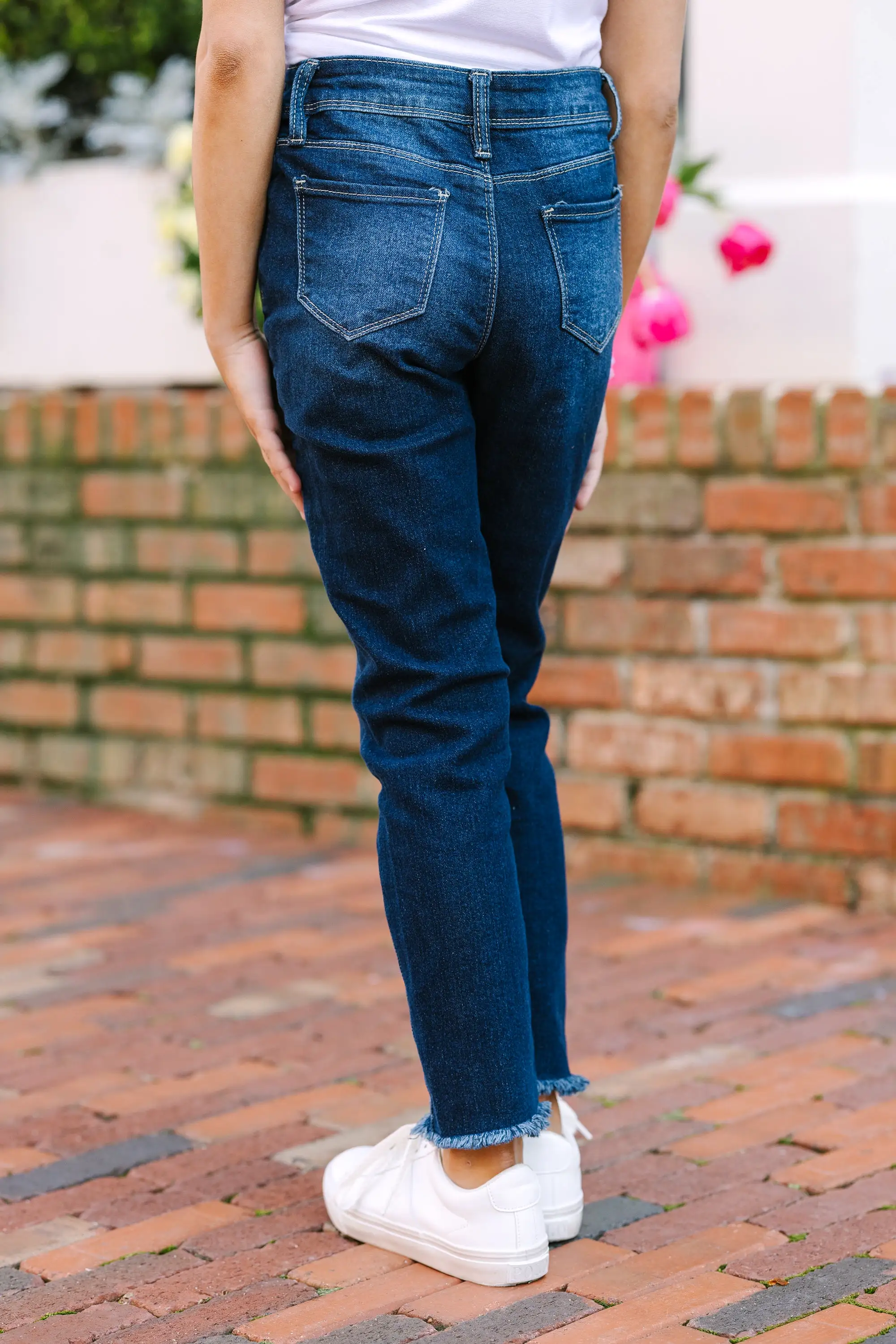 Girls: Keep Up Dark Wash Straight Leg Jeans