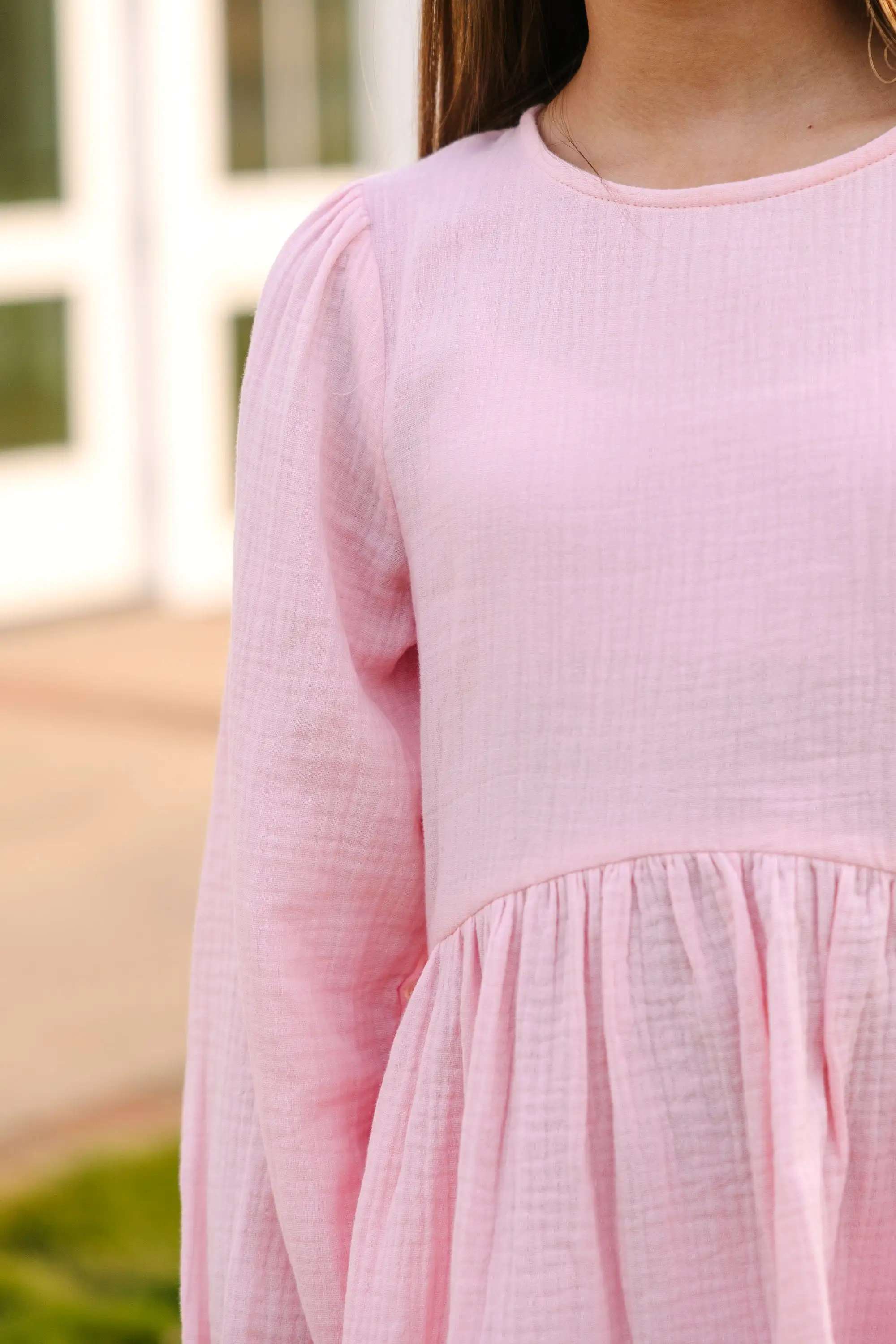 Girls: Live Free Pink Cotton Dress