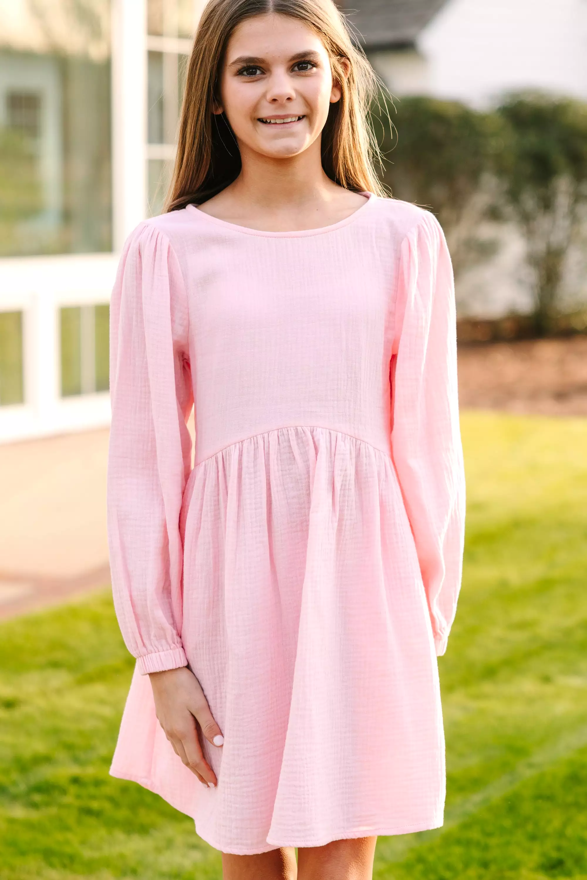 Girls: Live Free Pink Cotton Dress