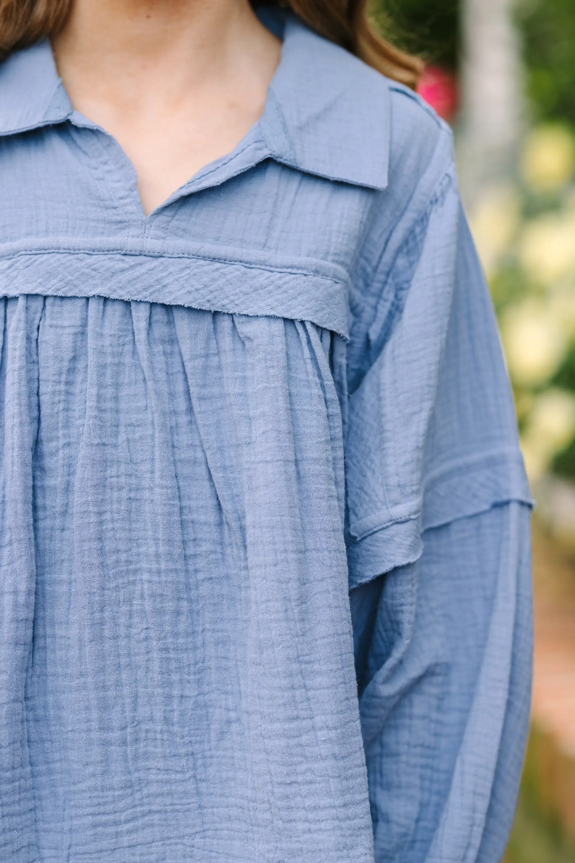 Girls: Love Life Denim Blue Babydoll Top