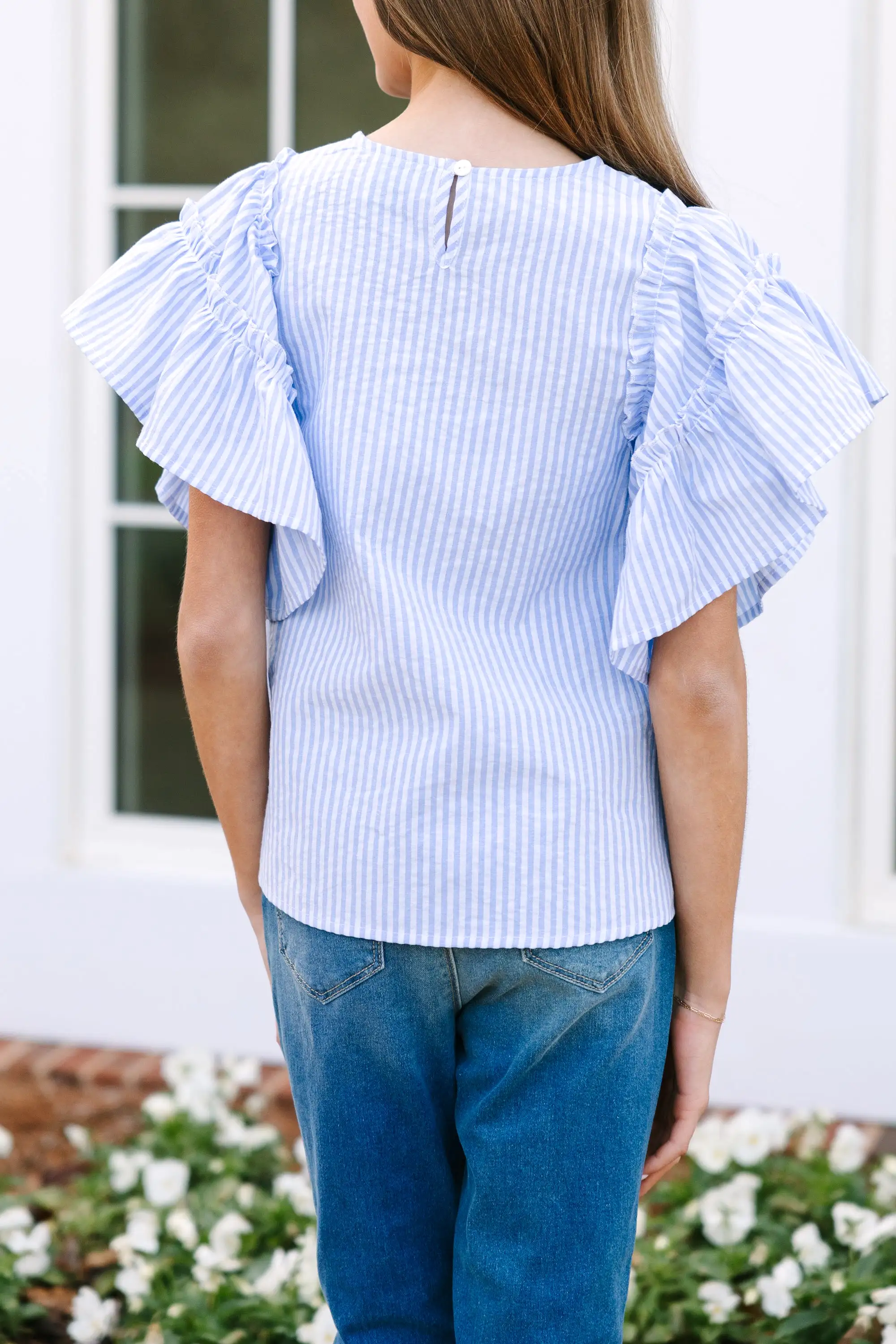 Girls: No Secrets Sky Blue Striped Top