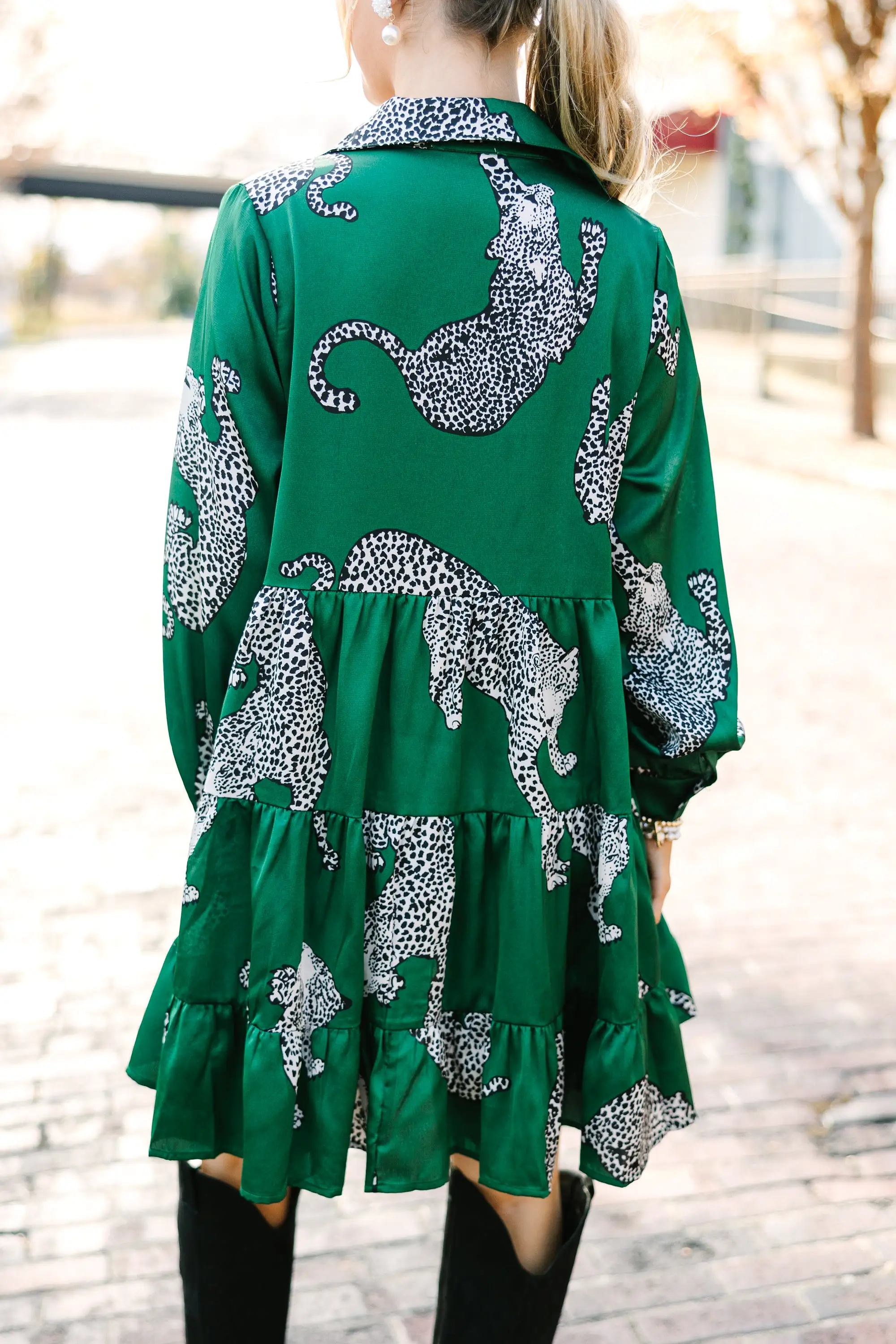 Give Your All Green Leopard Dress