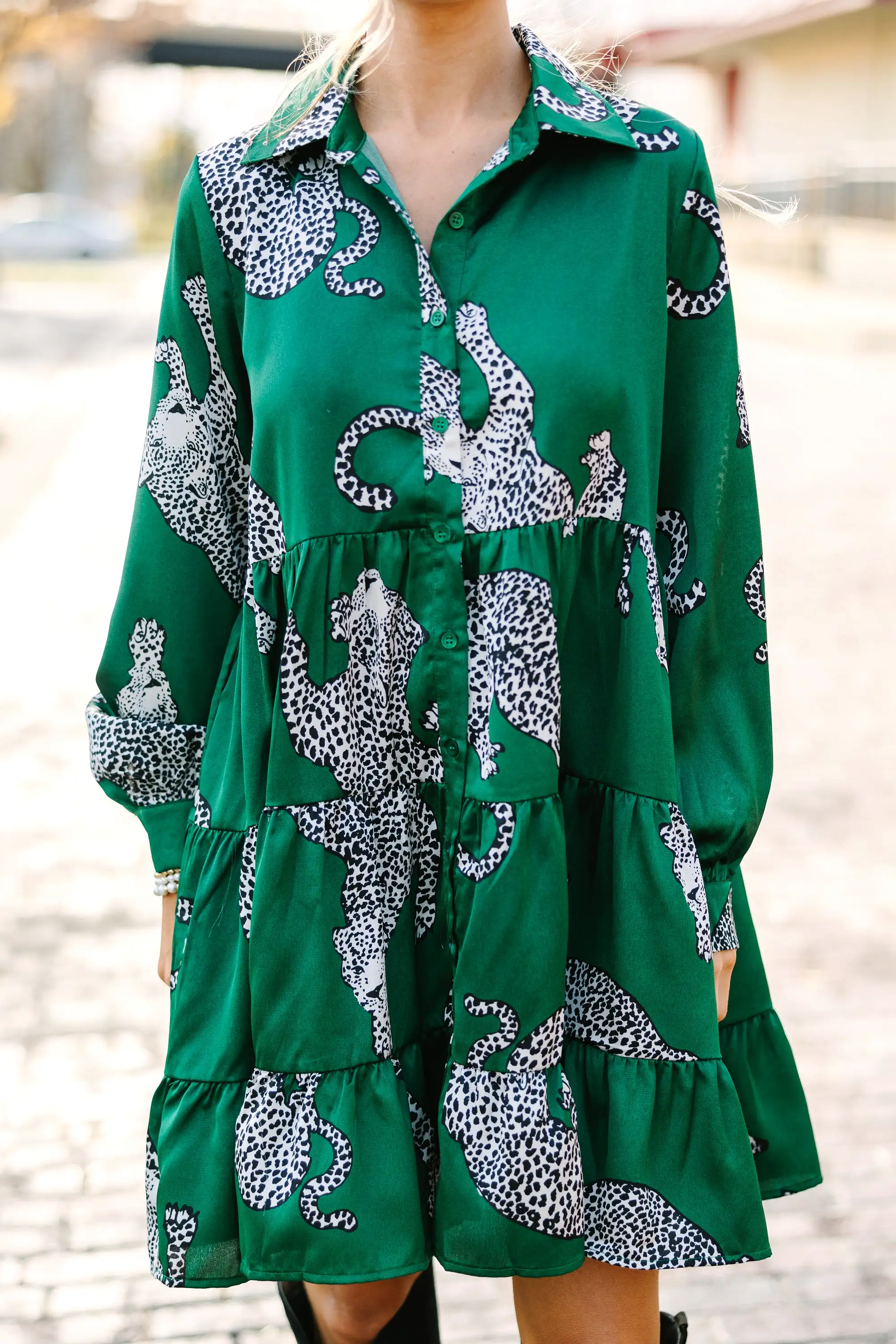 Give Your All Green Leopard Dress