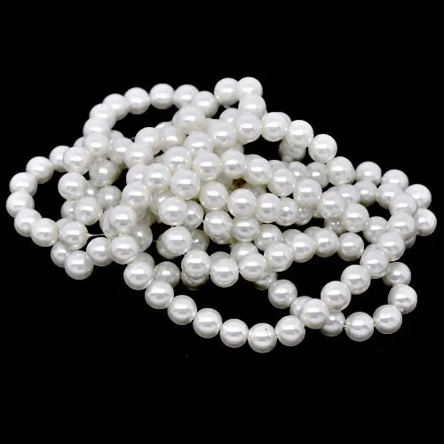 Glass Pearl Beads, Strand, Bridal White, Round, 10mm