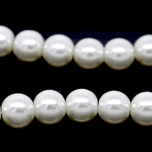 Glass Pearl Beads, Strand, Bridal White, Round, 10mm