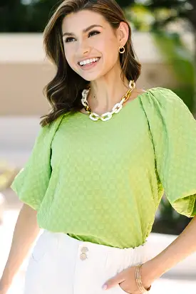 Go All Out Lime Green Textured Blouse