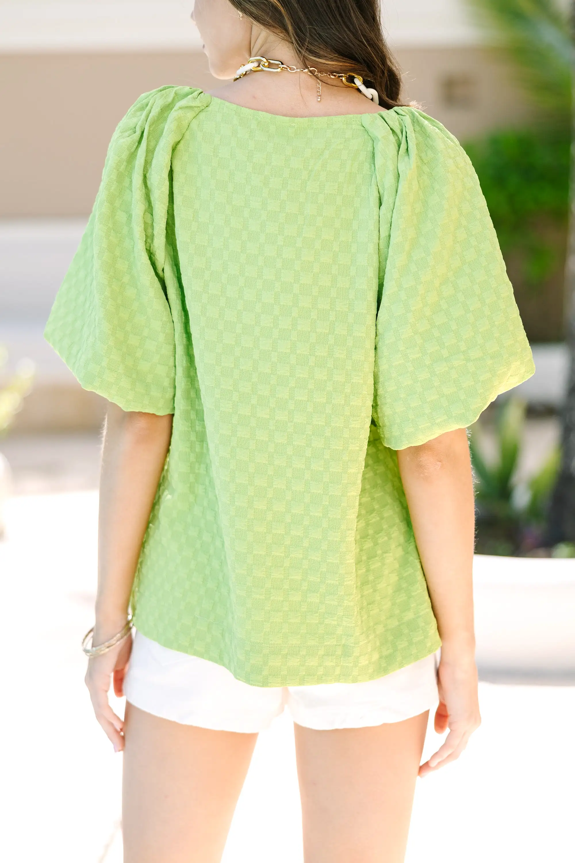 Go All Out Lime Green Textured Blouse