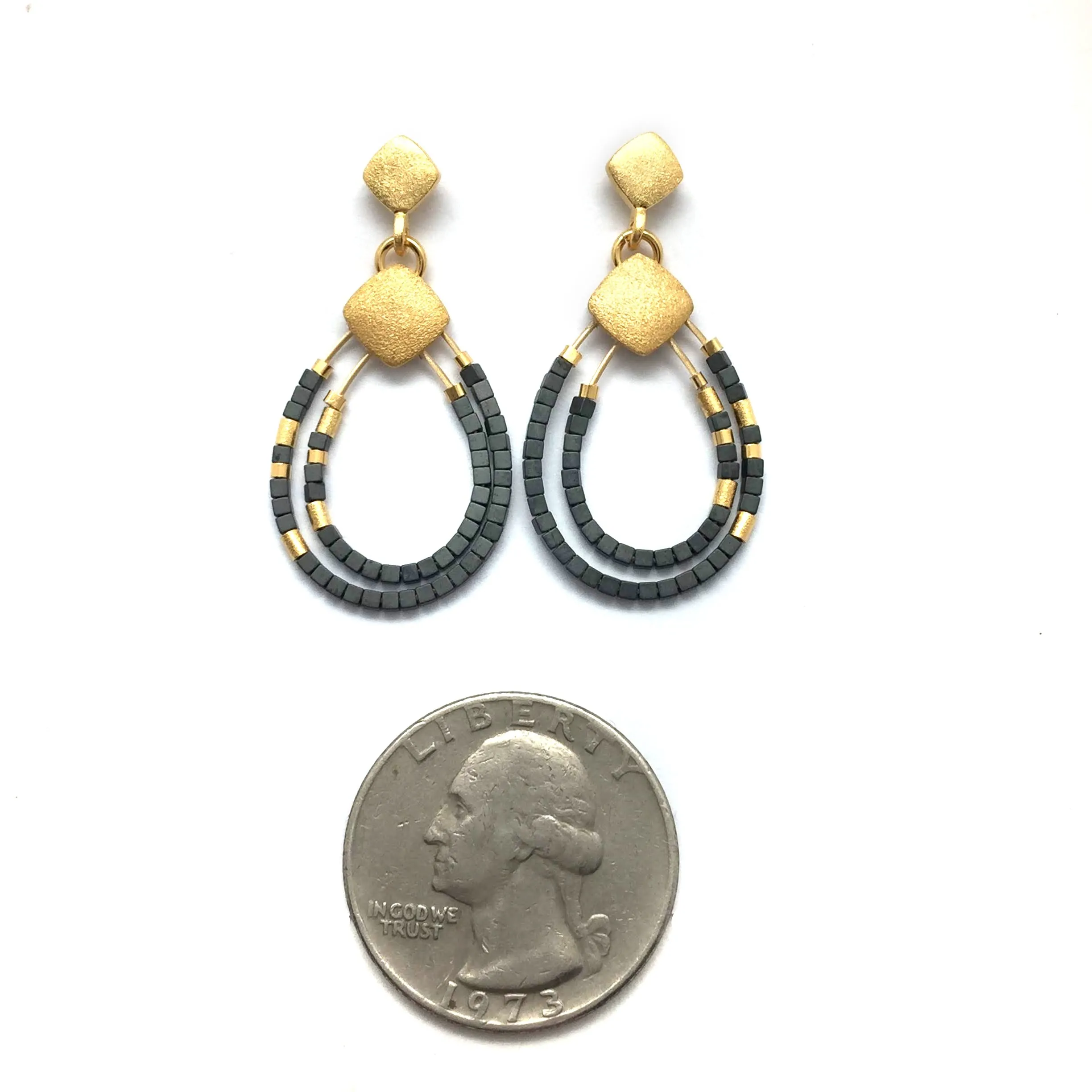 Gold and Hematite Beaded Drops