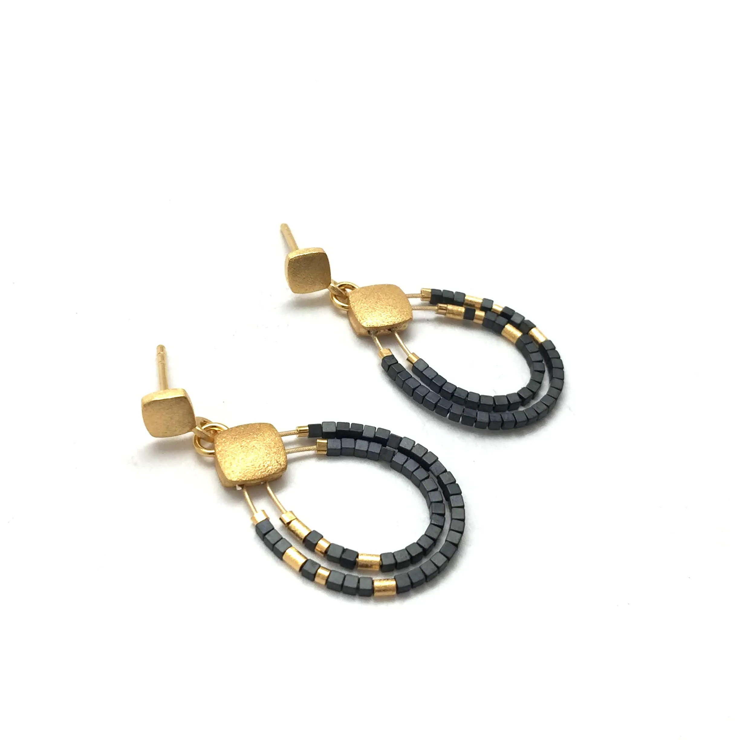 Gold and Hematite Beaded Drops