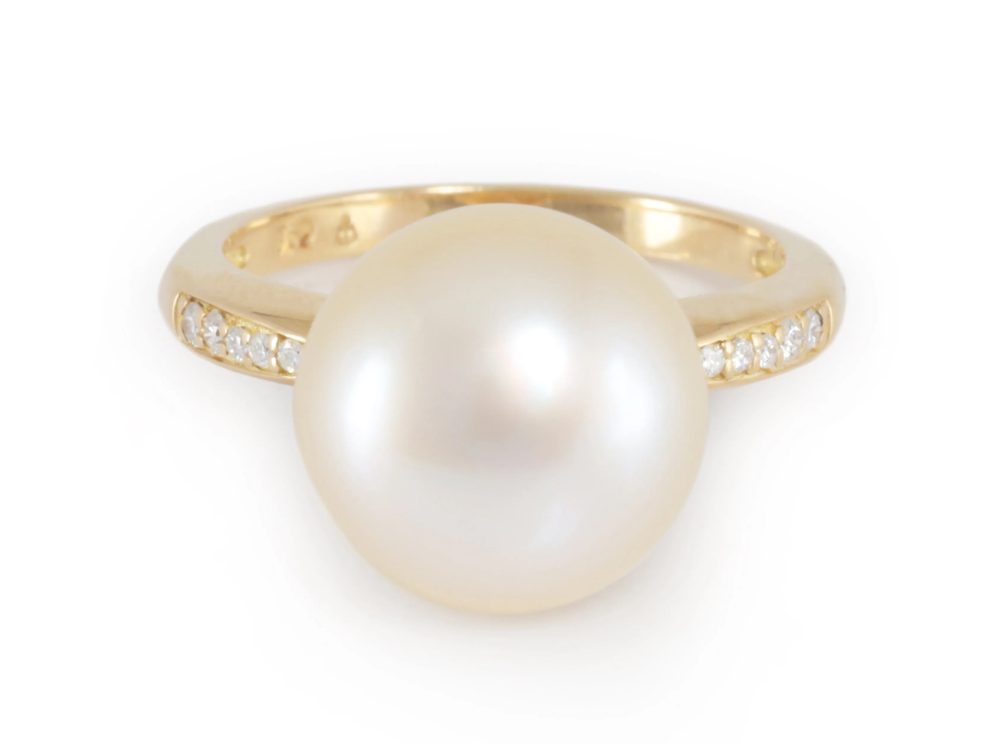 Golden South Sea Pearl Diamond Ring in Yellow Gold