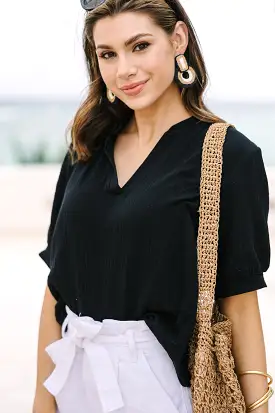 Good To Go Black Gauze Blouse