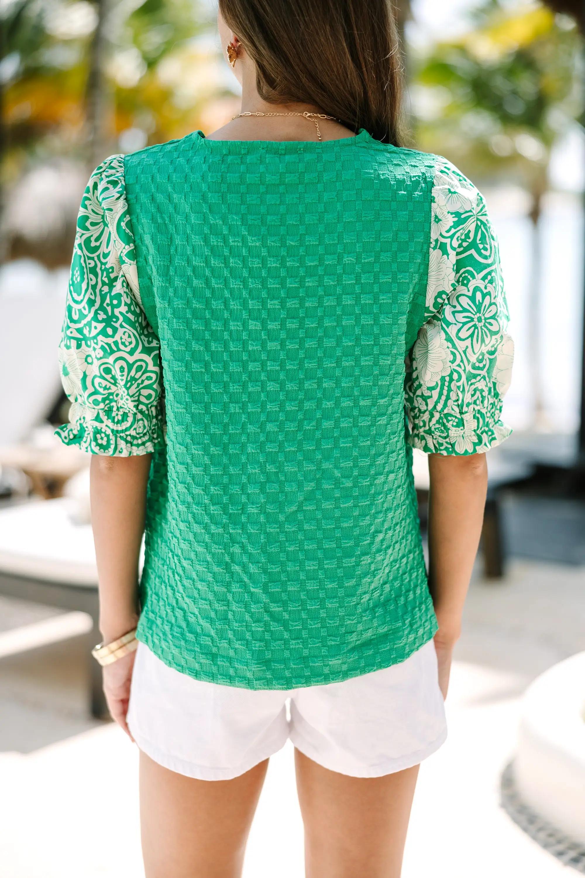 Happy Days Green Textured Blouse