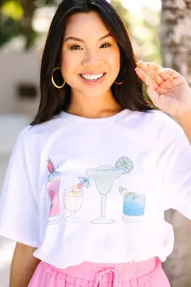 Happy Hour White Graphic Tee