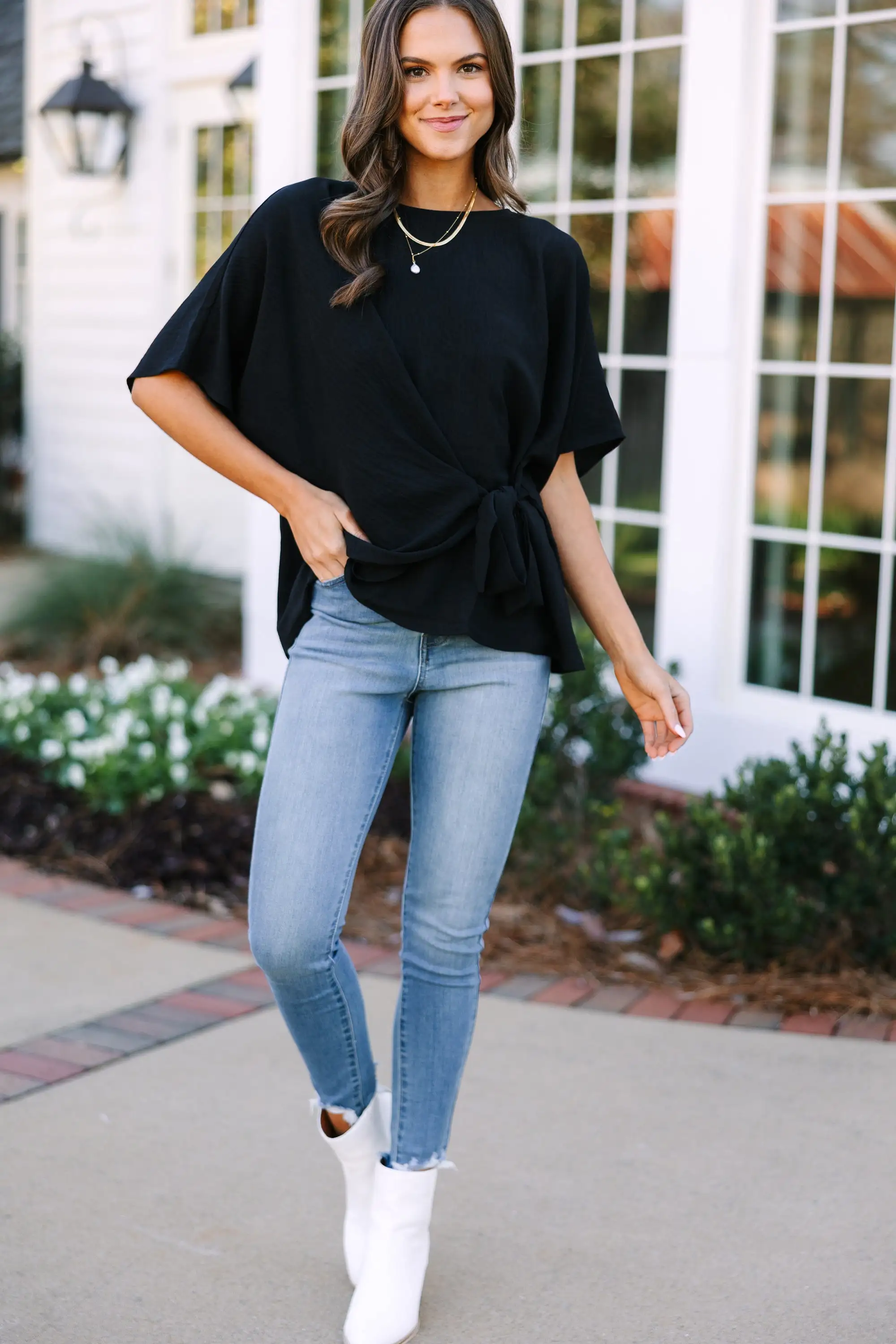 Happy Thoughts Black Tied Blouse