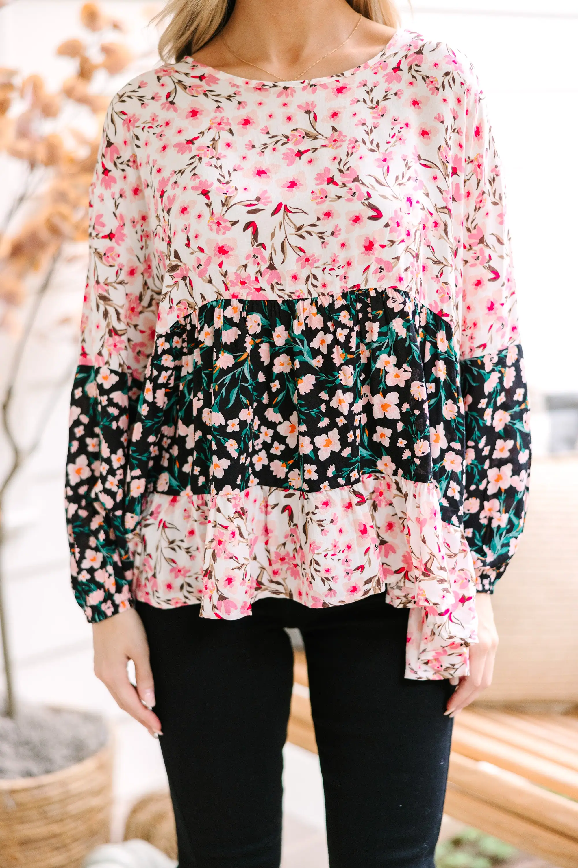 Happy Together Black Floral Top