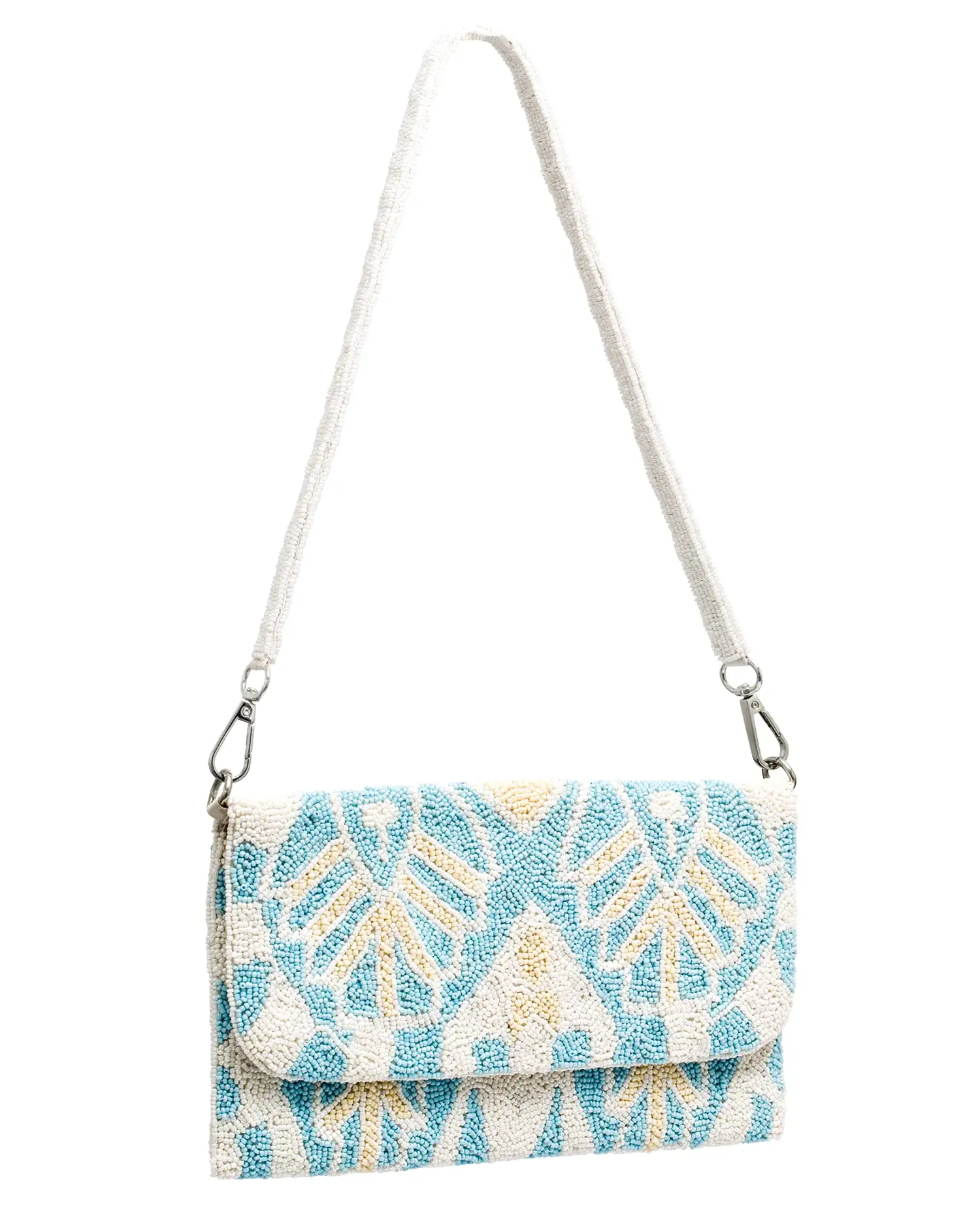 HARMONY - BLUE AND IVORY BEADED SHOULDER BAG