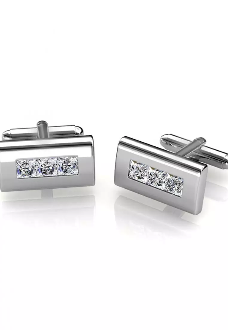 Her Jewellery Her Jewellery Cufflinks - Set Bundle of 3 pairs - Luxury Crystal Embellishments plated with 18K Gold