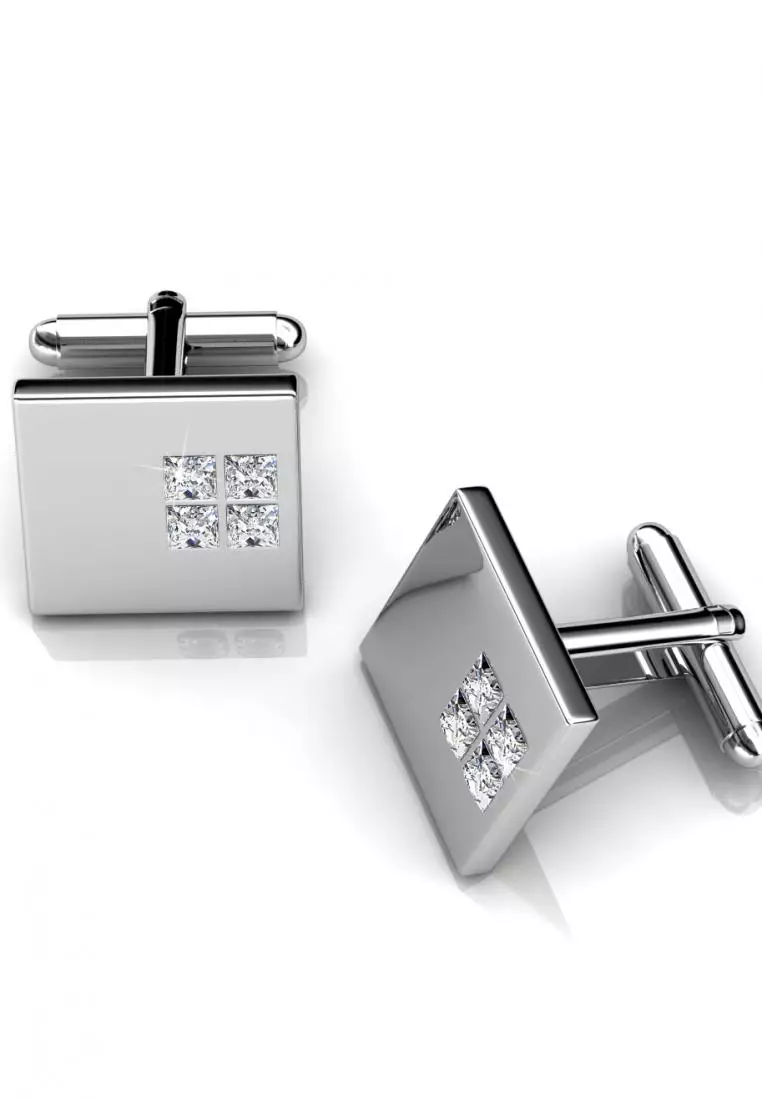 Her Jewellery Her Jewellery Cufflinks - Set Bundle of 3 pairs - Luxury Crystal Embellishments plated with 18K Gold