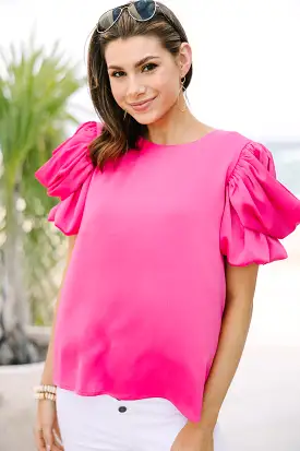 Here For The Drama Pink Draped Sleeve Blouse