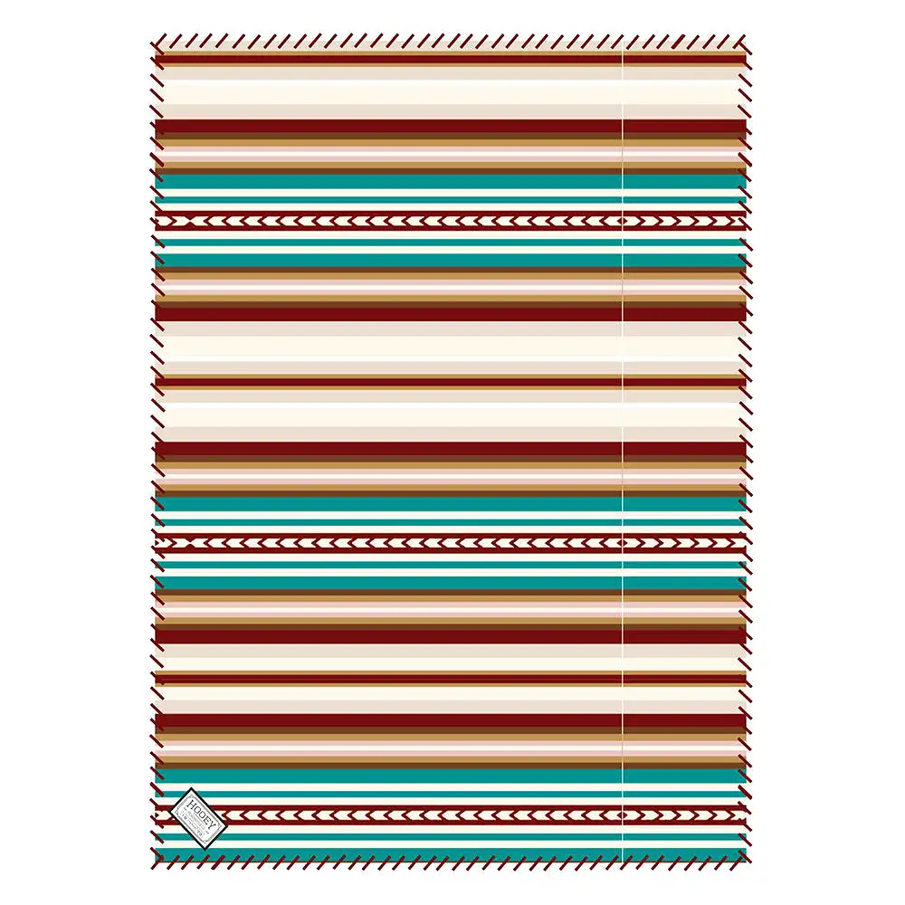 HOOEY FLEECE BLANKET RED/WHITE/TURQUOISE SERAPE