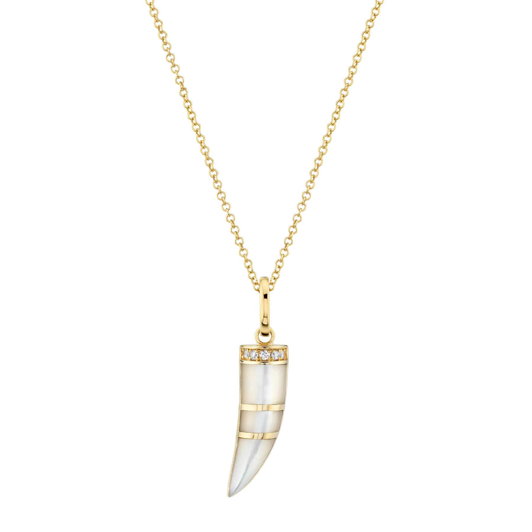 Horn Pendant - Mother of Pearl / 14k Yellow Gold